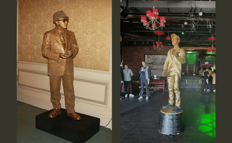gold living statues for events