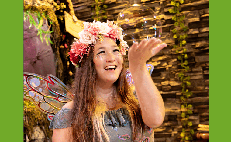 Bubble fairy enchants party guests